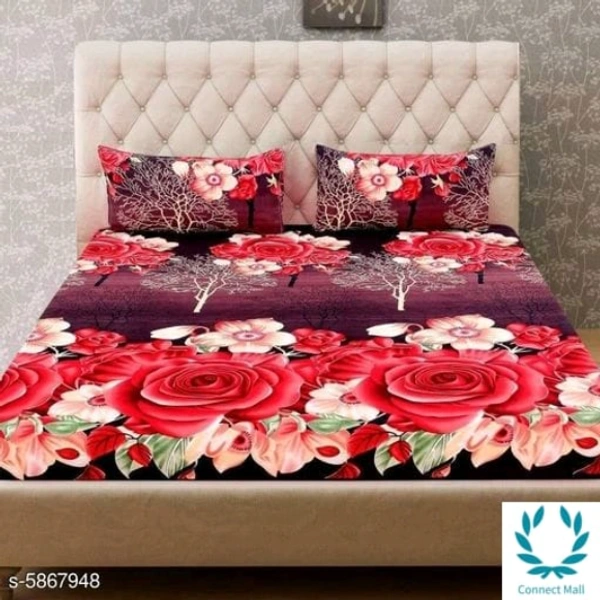 Bedsheet - Queen Size - Queen (Length Size: 90 in Width Size: 90 in Pillow Length Size: 27 in Pillow Width Size: 17 in), Poly Cotton